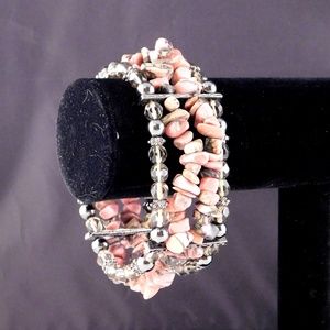 Rhodonite & Hematite Gemstone Bracelet Y108